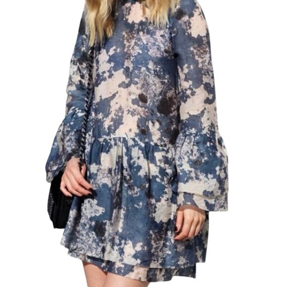 H&M Conscious Exclusive Blue Lyocell Boho Sheer Fairycore Split-Back Dress 4 - Picture 1 of 6